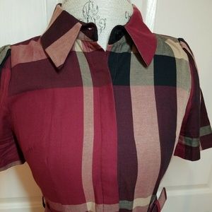 A-Line Burgundy Dress with Belt. Simply Adorable!